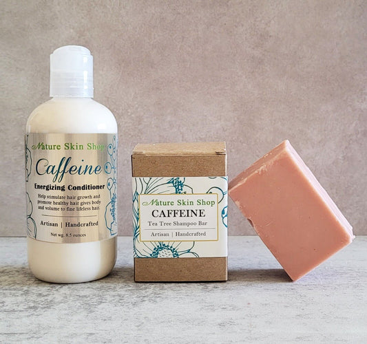 Caffeine and Tea Tree Oil Shampoo Bar and Stimulating Conditioner Combo-0