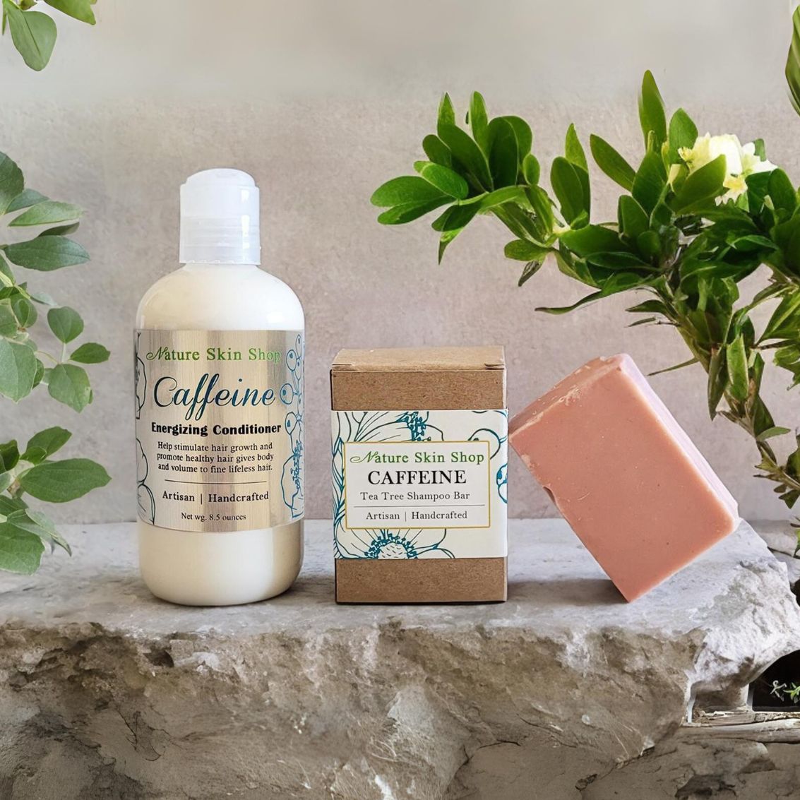Caffeine and Tea Tree Oil Shampoo Bar and Stimulating Conditioner Combo-1